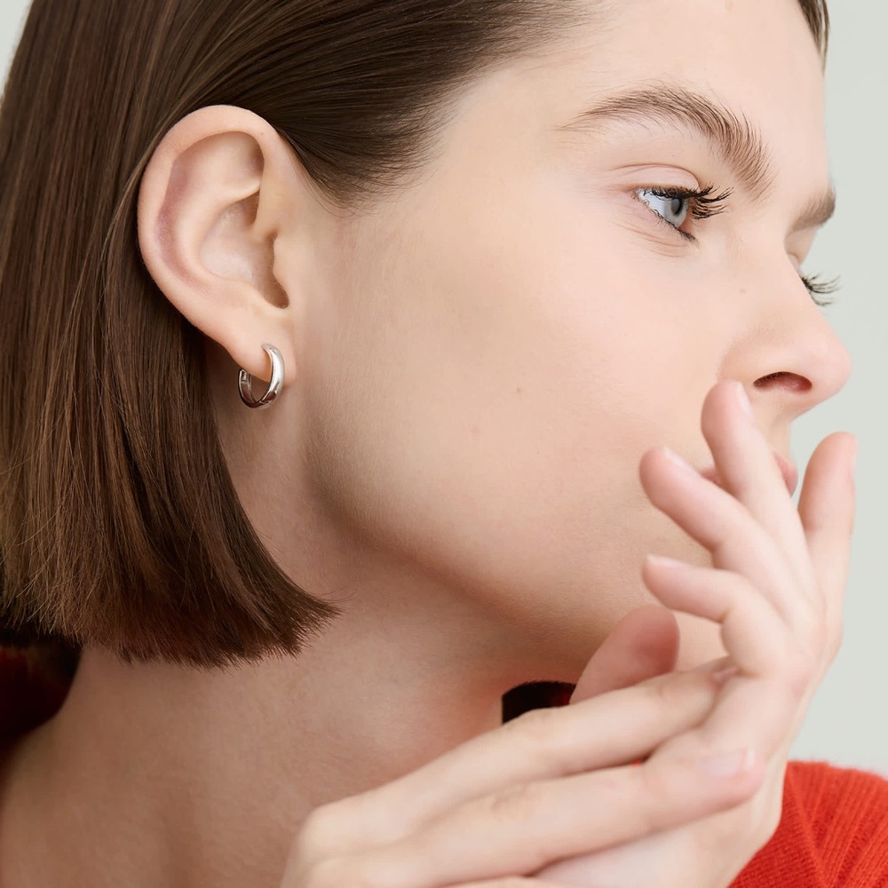 MEJURI Bold Small Hoops, New, 14k White Gold